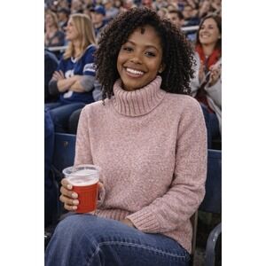 Industry Pink Multicolored Turtleneck Pullover Sweater Large – Y2K • Boho • Cozy